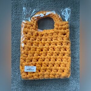 NEW Handmade Orange Crochet Knit Tote Bag Lunch Bag Small Size 10.5” x 7.5”